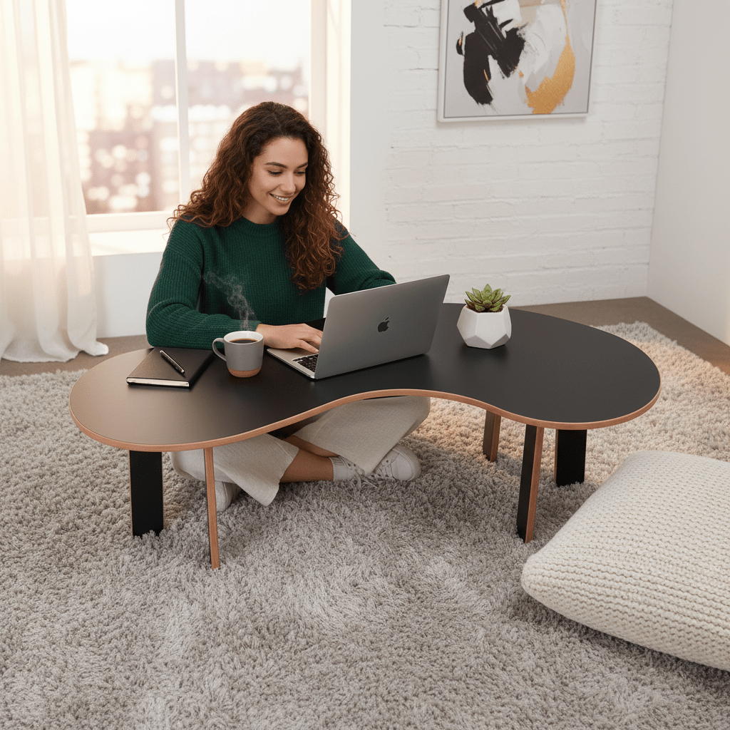 Wavy Coffee & Ergonomic Floor Study Table - Image 2