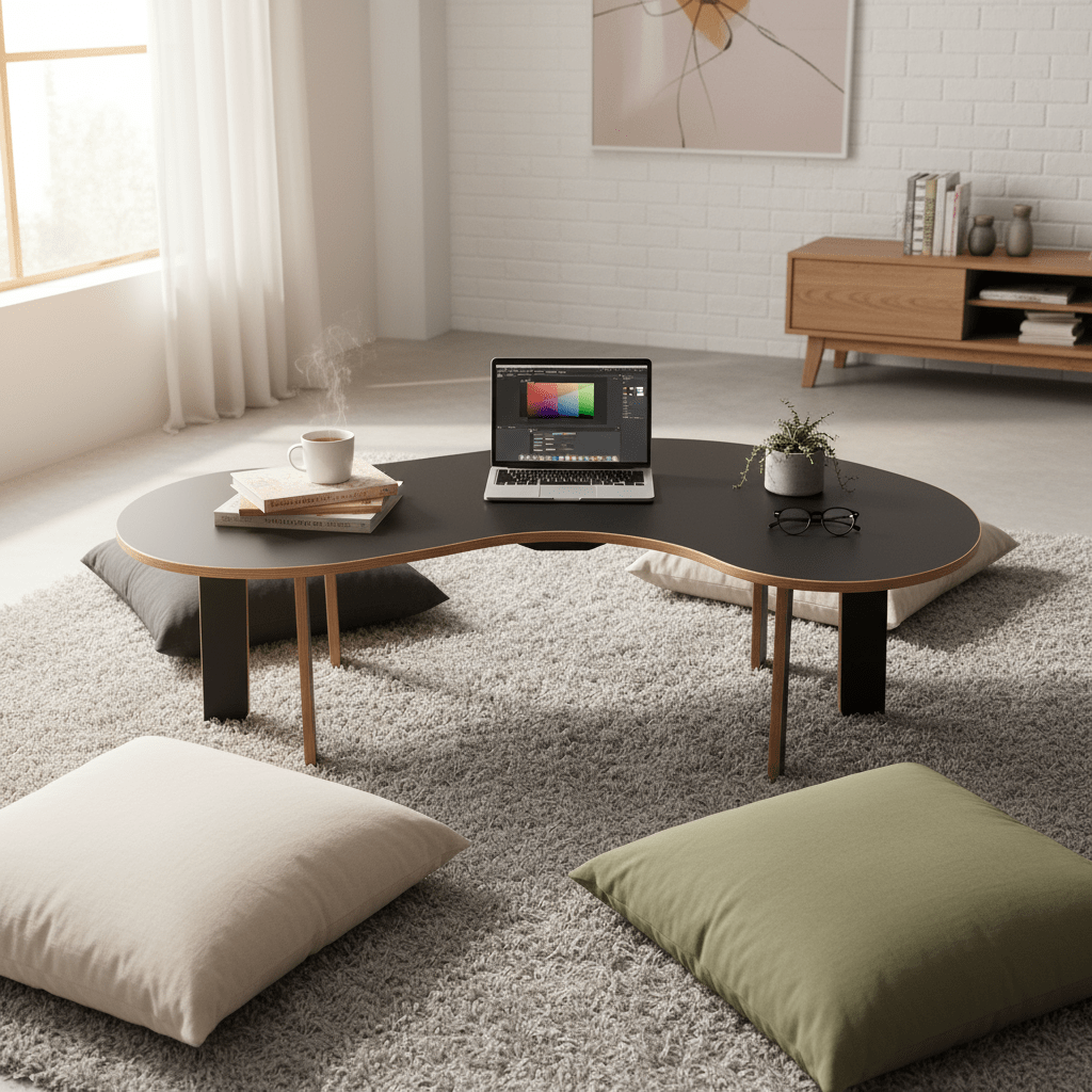 Wavy Coffee & Ergonomic Floor Study Table - Image 4