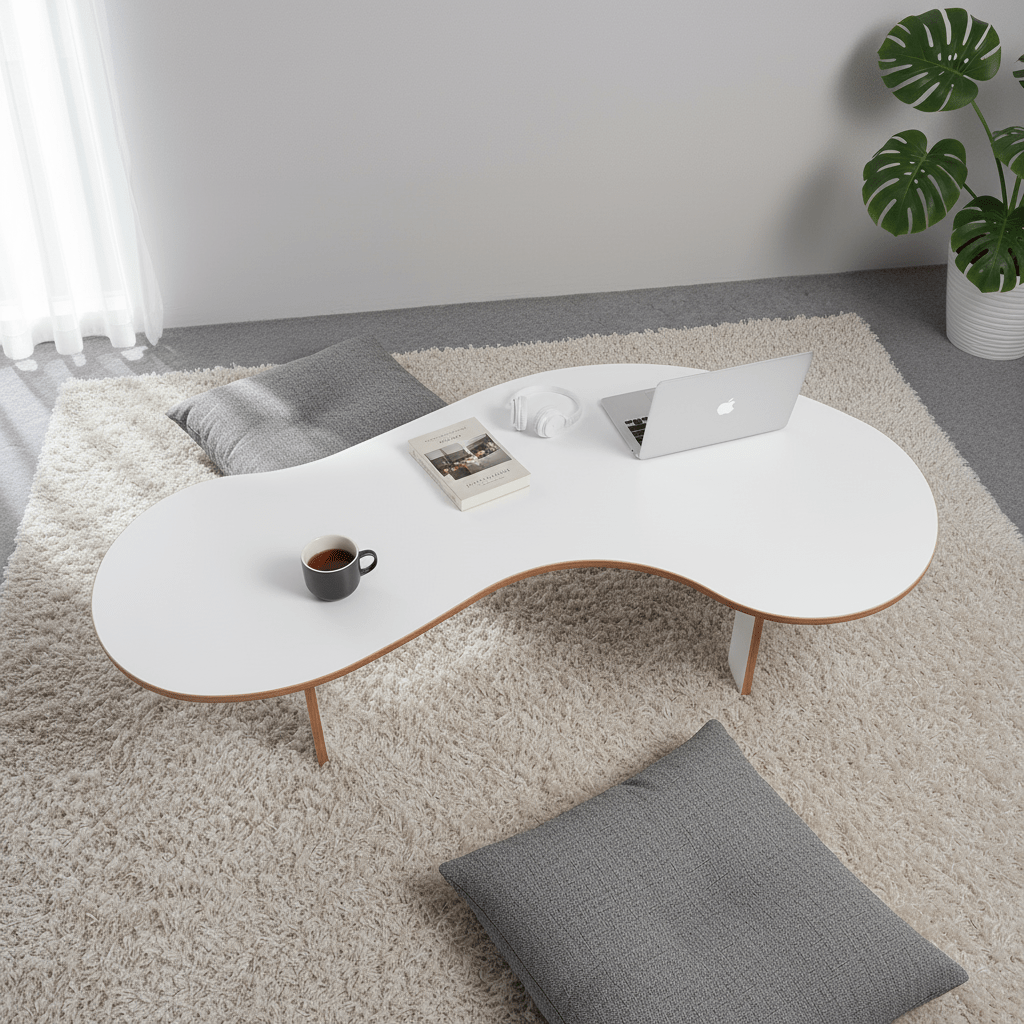 Wavy Coffee & Ergonomic Floor Study Table - Image 3
