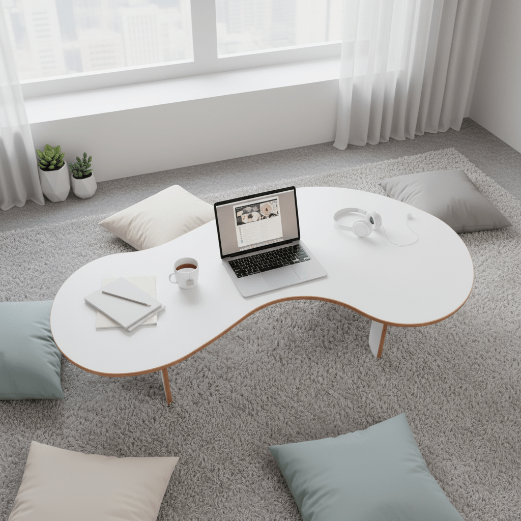 Wavy Coffee & Ergonomic Floor Study Table
