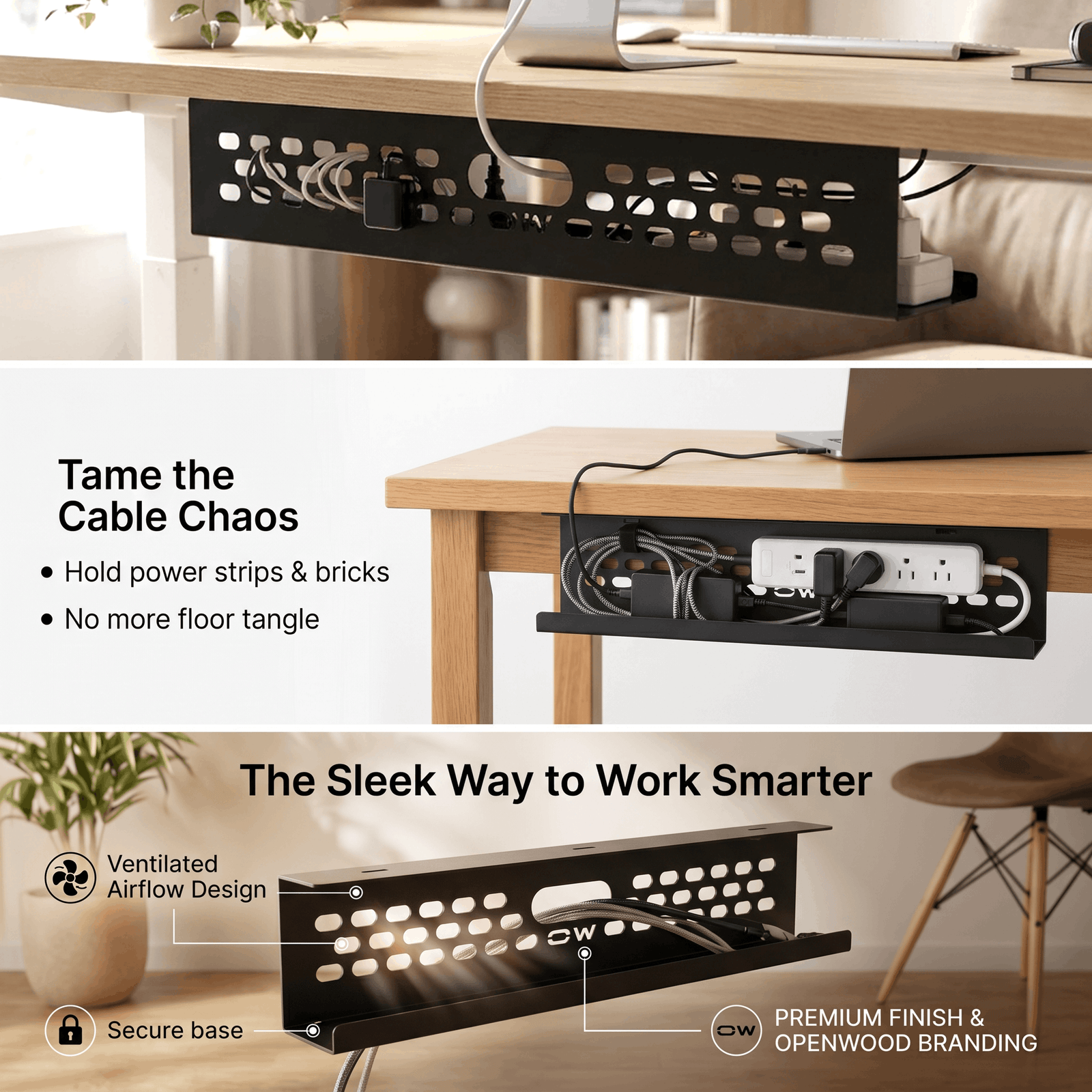 Under Desk Cable Management Tray - Image 2